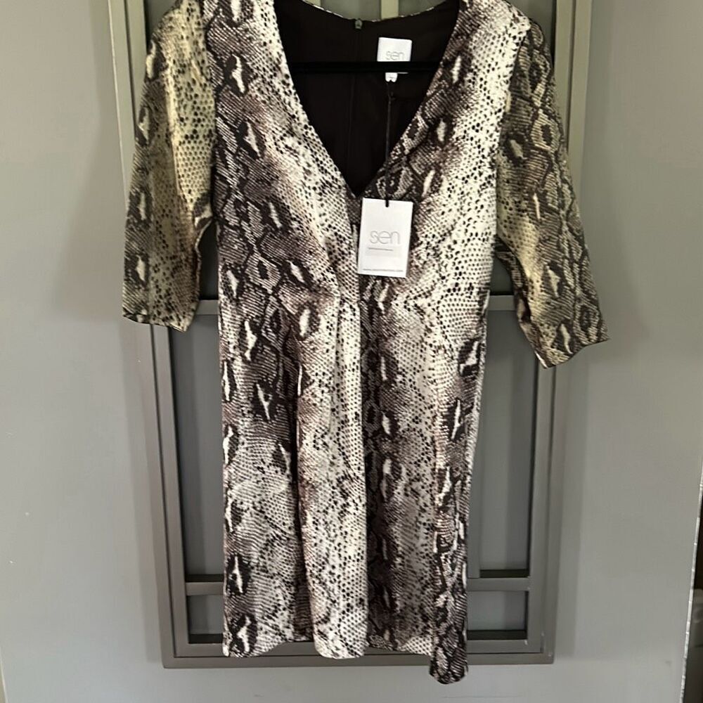 NWT SEN snake print gray and white mini dress size S